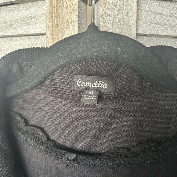 CAMELLIA Black Corduroy long Sleeve Shirt Button/Snap up Women’s Medium Juniors - Picture 3 of 10